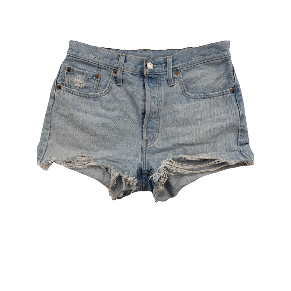 Levi's premium 501 distress denim shorts beach summer resort blue women W28